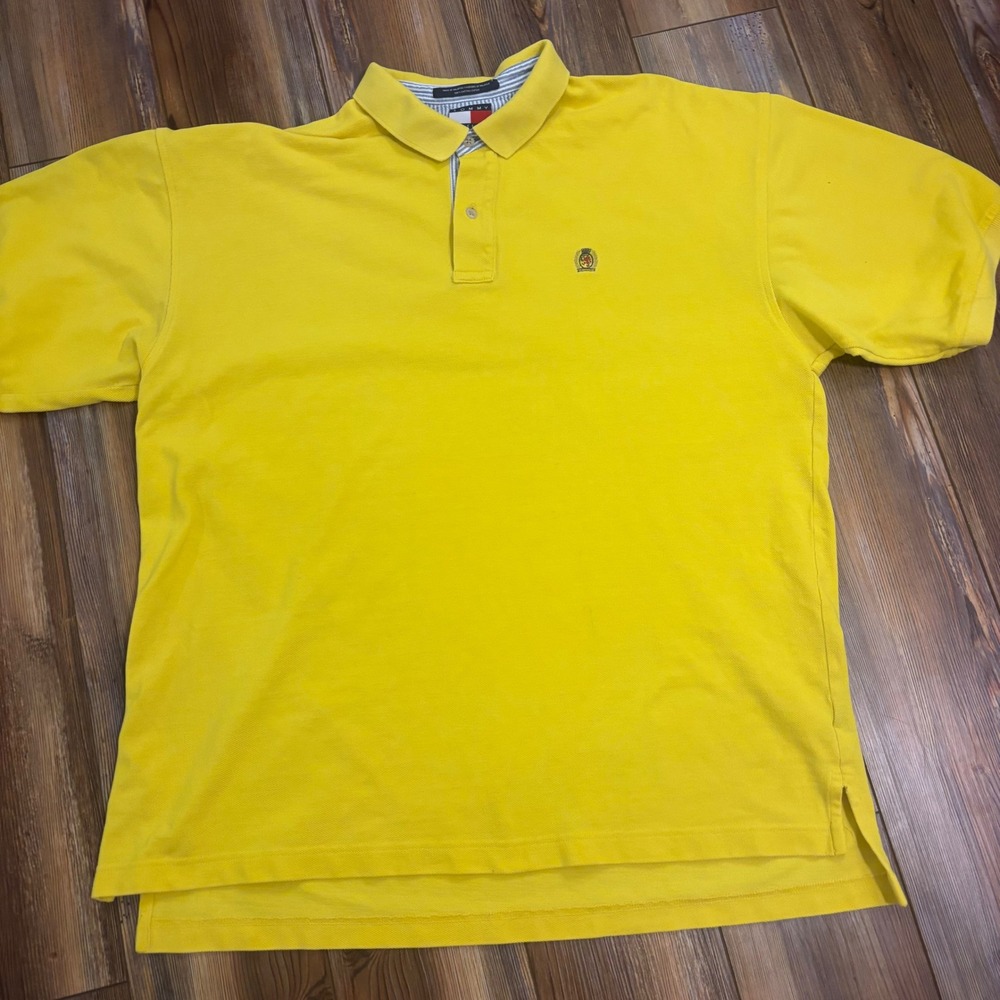 Vintage 90s Tommy Hilfiger Mens XL Flag Short Sleeve Crest Logo Polo Shirt
